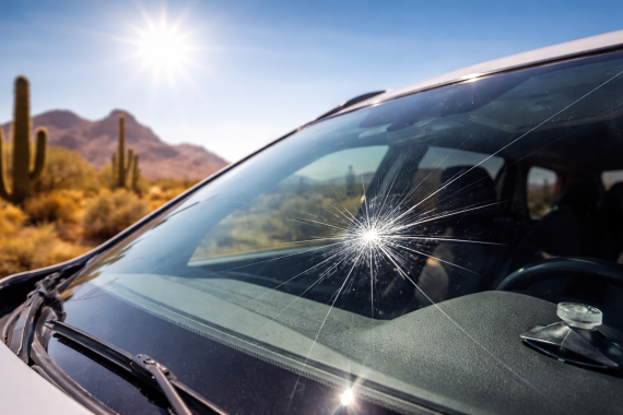 Desert sunlight through a cracked windshield