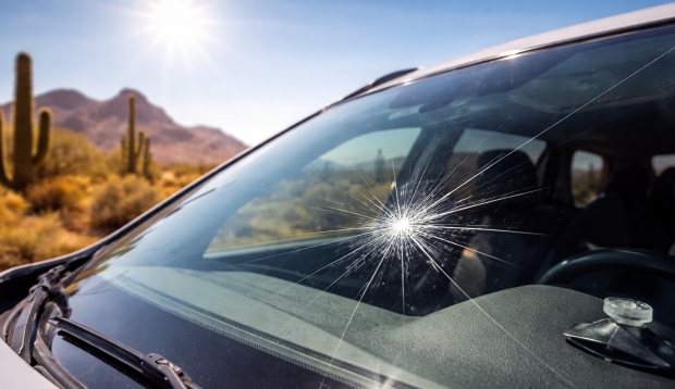 Desert sunlight through a cracked windshield